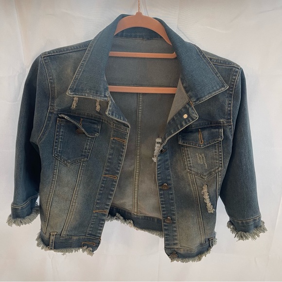 Kunvfang Other - Distressed Girls S Cropped Jean Jacket NST